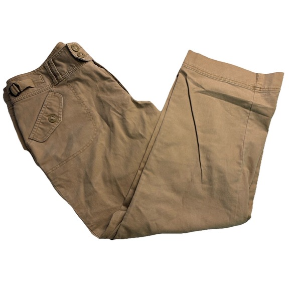 Venezia Khaki Pants Womens 18 Average Flap Pocket Button Buckle Belt Zip - Picture 1 of 9
